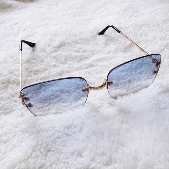 Laurel Clear Blue Rimless Sleek Sunglasses - Picture 6 of 11